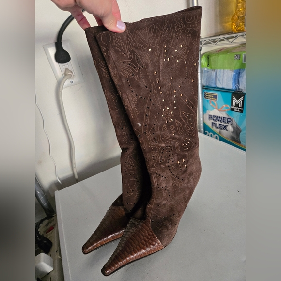 So Y2K Colin Stuart brown boots laser cut - Picture 2 of 7